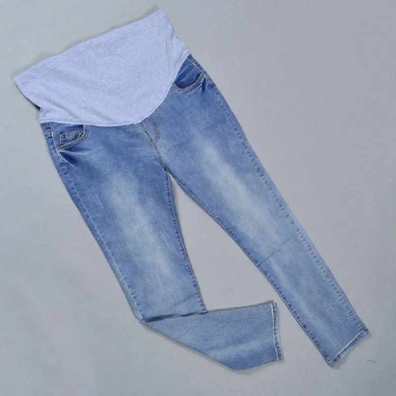 Эластичная талия хлопок джинсы для беременных Одежда для беременных Леггинсы Осень Зима