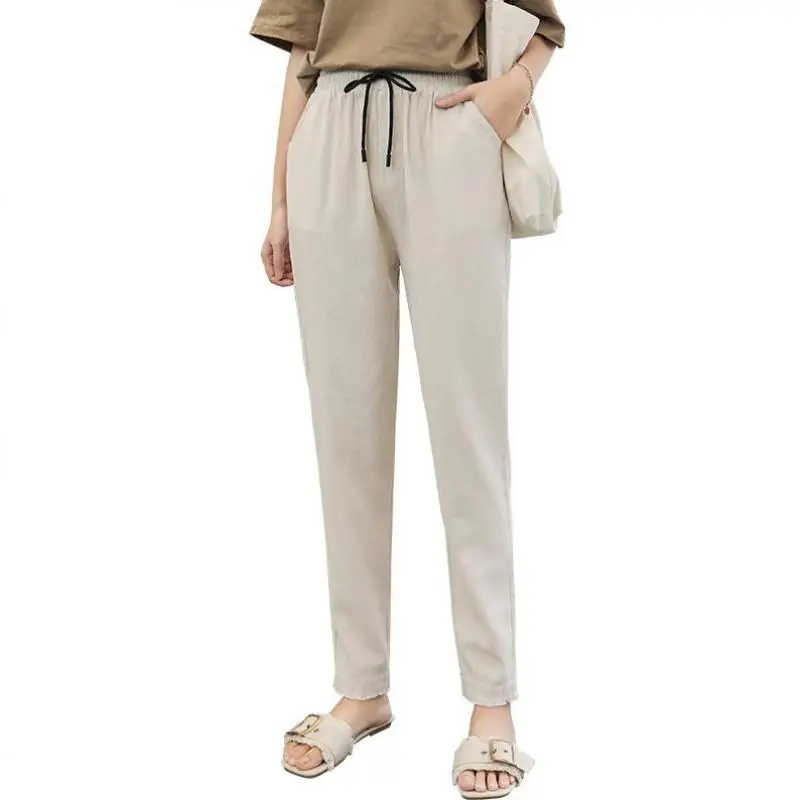 

Summer Harem Pants Womens High Waist Pants Loose Straight Nine Pants Womens Casual Trousers Large Size XXL Pants Womens Slacks