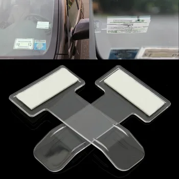 

2Pcs 75mm*40mm Car Vehicle Parking Ticket Permit Holder Clip Sticker Windscreen Window Fastener Stickers Kit Car Accessories