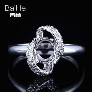 

BAIHE Solid 14K White Gold Oval Engagement Women Office/career Fine Jewelry Elegant unique Semi Mount Ring