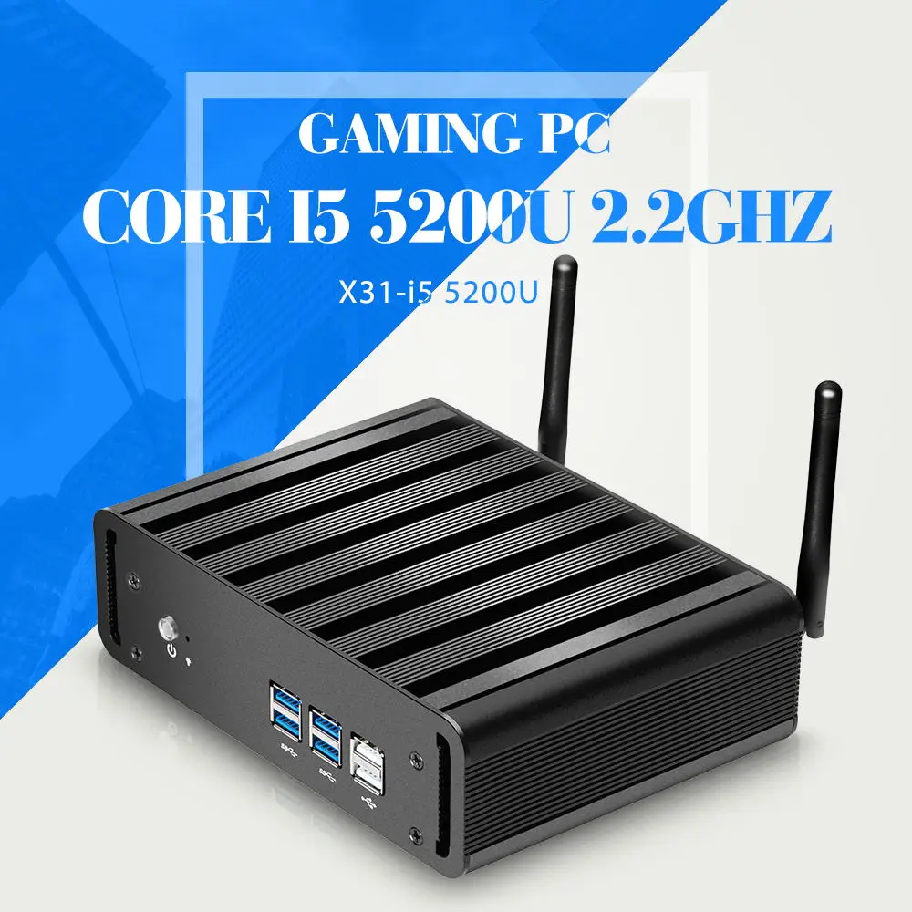 Mini desktop computer 5Gen Core I5 5200U 2.2 GHz Barebone mini industrial pc 1080P Mini pc