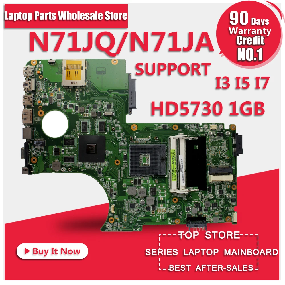 N71J N71JQ Laptop motherboard For Asus N71JA REV2 0 Mainboard Support i3 i5 i7 Processor HD5730