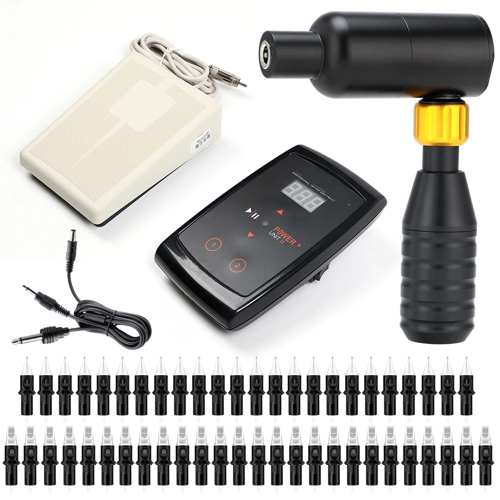 

Pro Permanent Makeup Pen Tattoo Kit Completed Tattoo Pen Rotary Gun+ Digital Power Supply Foot Pedal+50pcs Cartridage Needles