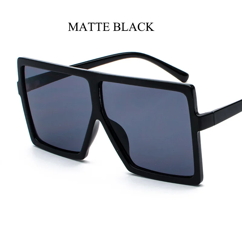 SIMPRECT Oversized Square Sunglasses Women Fashion Mirror Sun Glasses Retro Brand Designer Vintage Lunette De Soleil Femme - Цвет линз: 1 MATTE BLACK