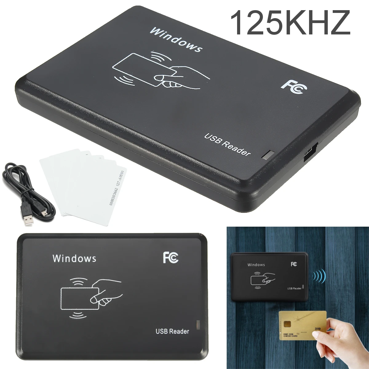 

USB Interface 125Khz RFID Contactless Proximity Sensor EM4305 T5567 ID Card Reader for Access Control