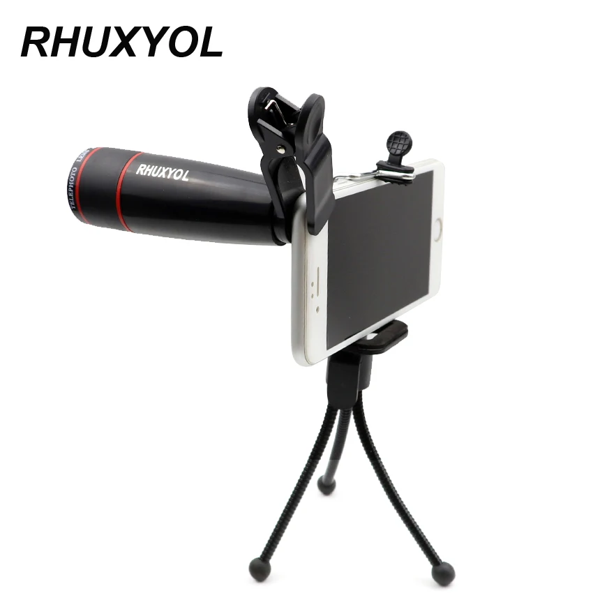 

Rhuxyol 12X Universal Smartphone Telescope Long Focal Camera Lens Mobile Phone Video Telescope monocular with Tripod Holder Clip