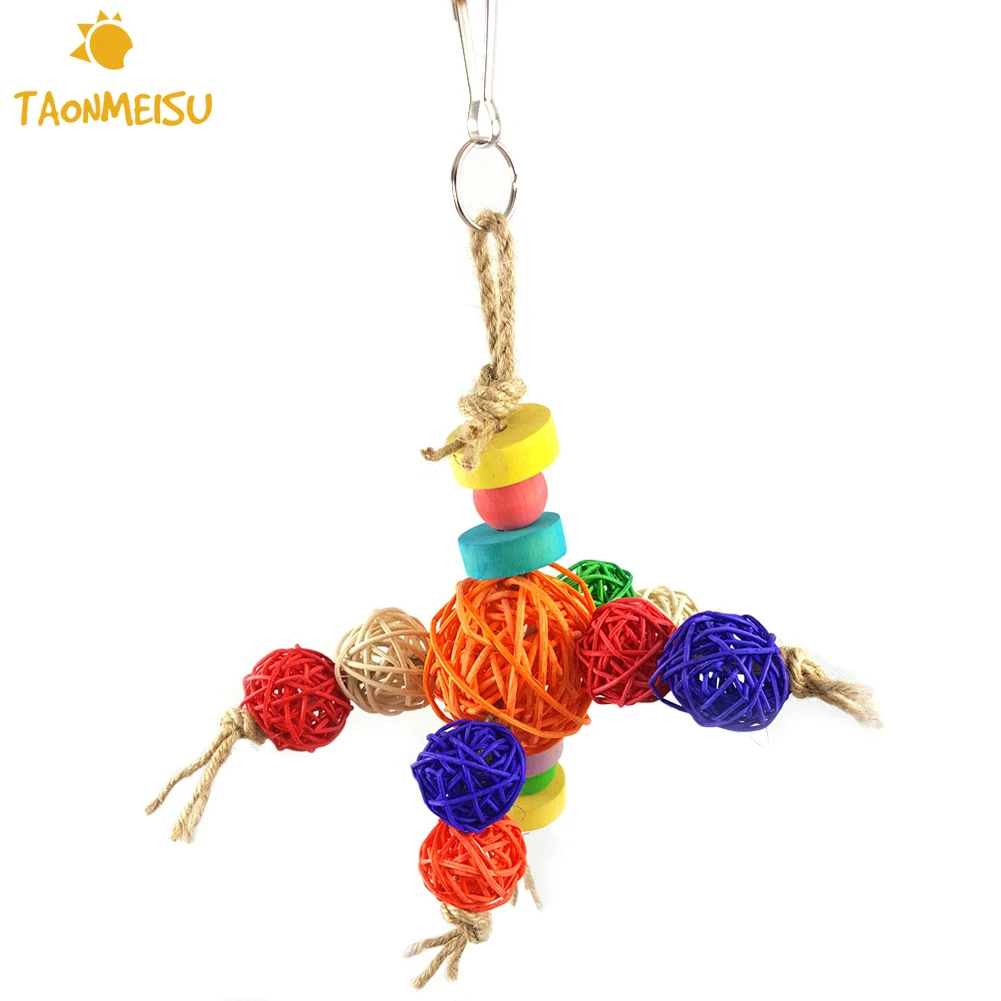 

Rattan Ball String Formed Robot Bird chew toys Parrot Supplies Pet Bird Toys Bite Ball String Hanging Rope Toys Home decoration