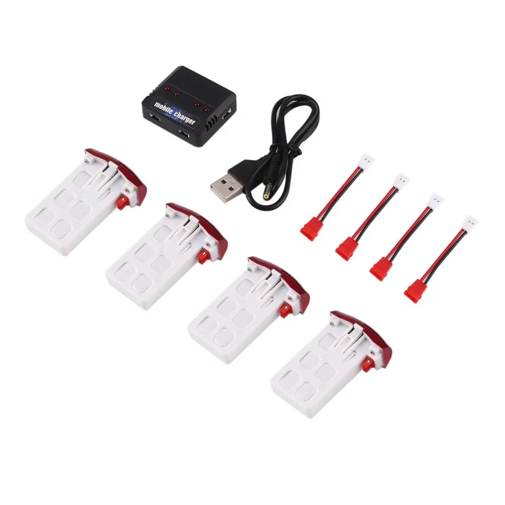 

4 pcs 3.7V 500mAh 25C Lipo Battery + 1 pcs 4 Ports Battery Charger for Syma X5UW RC Quadcopter Drone Spare Parts