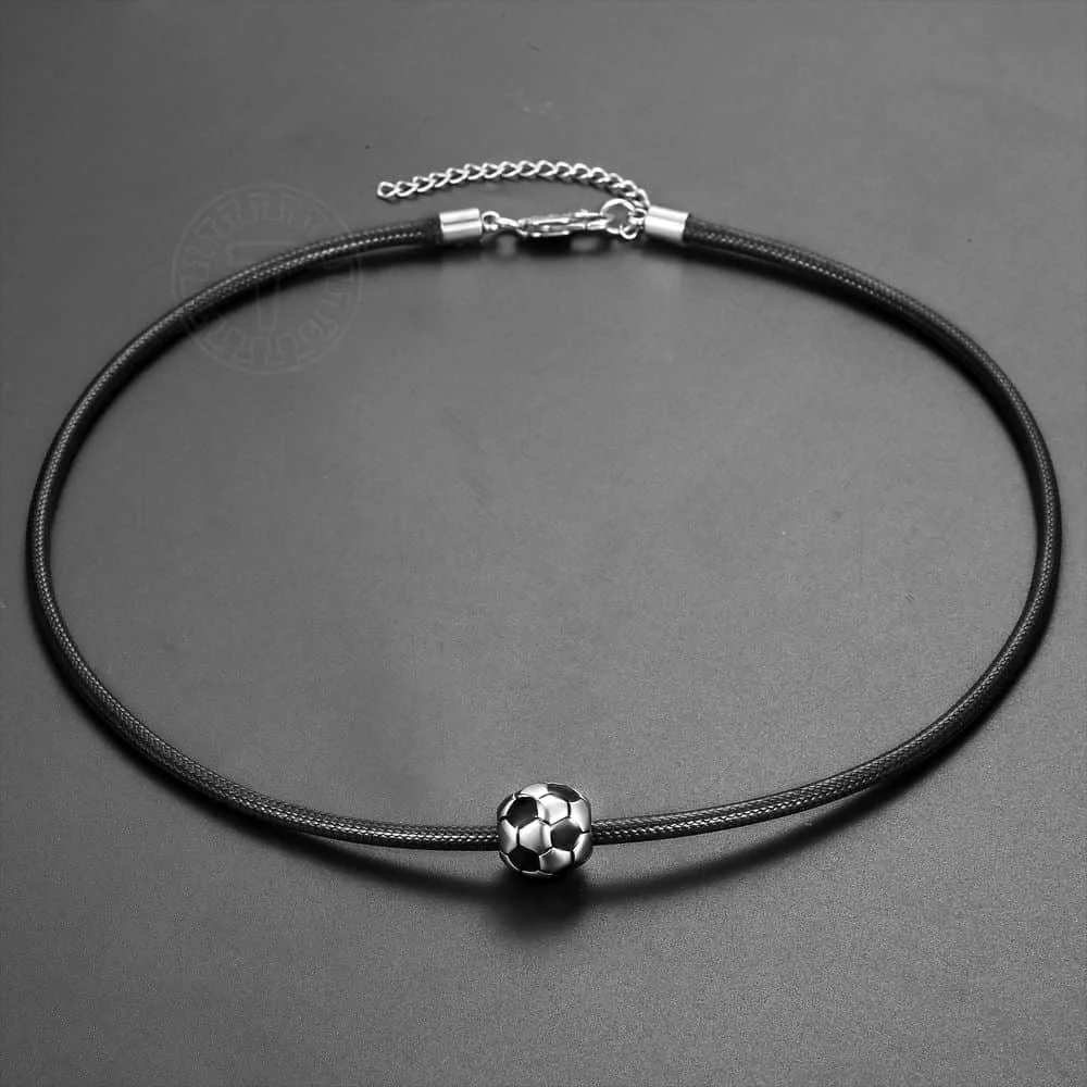 Trendsmax Football Pendant Charm Necklace Stainless Steel Soccer Sport Choker Necklace for Male Female Accessories Fashion DNM21