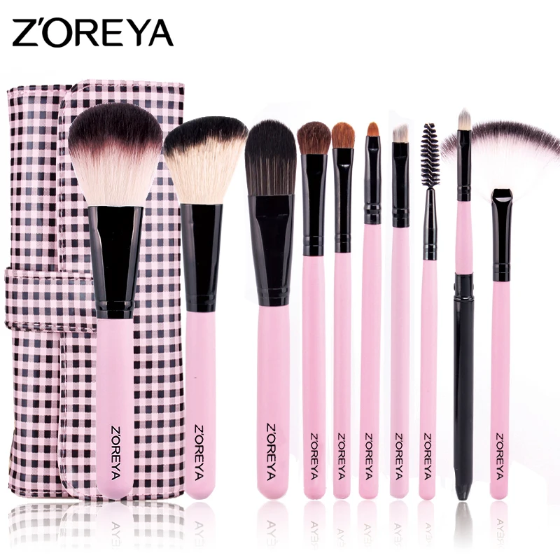 ZOREYA Brand Eye Shadow Concealer Makeup Brushes 10Pcs Goat Hair Essential Cosmetic Kit Makeup Brush Set Professional Fan Brush ZOREYA Brand Eye Shadow Concealer Makeup Brushes 10Pcs Goat Hair Essential Cosmetic Kit Makeup Brush Set Professional Fan Brush