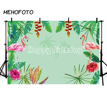 

MEHOFOTO Flamingos Summer Backdrop Birthday Party Decor Photography Backdrops Green Palm Tree Birthday Photo Background Pictures