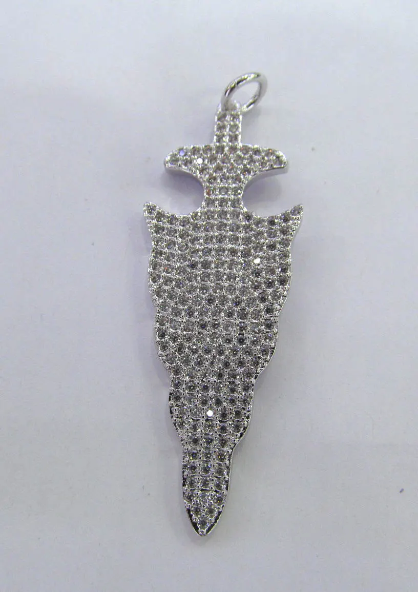 

6pcs 45mm Micro Pave Diamond ArrowHead Pendant Arrow Spikes Finding Pave diamond Pendant- Oxidised Pave Arrrowhead