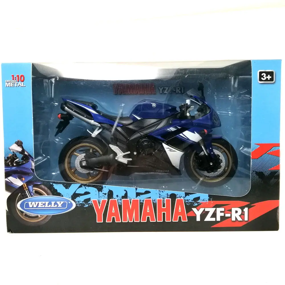 Welly 1:10 YAMAHA YZF R1 синий мотоцикл велосипед Модель игрушки в коробке