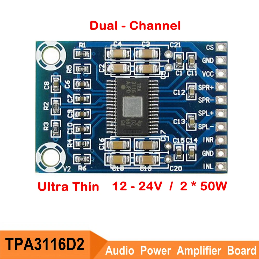 HW-710 TPA3116D2 чип двухканальный цифровой аудио усилитель мощности плата модуль 2 канала стерео 2*50 Вт ультра-тонкий усилитель чипы