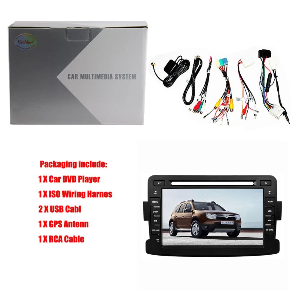 Discount KiriNavi Octa core 4G LET android 7 car stereo for Renault Duster multimedia 2012 - 2013 support 4K Video 4G 5