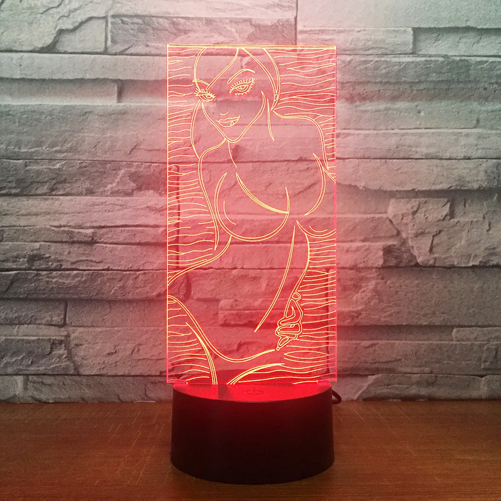 

Pretty Sexy Bikini Girl 3D Visual Led Night Lights Touch Usb 7 Colors Modelling Desk Lamp Home Decor Party Light Fixture Gifts