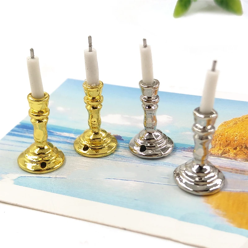 

1:12 Dollhouse Miniature Chandelier White Candles Furniture Toy Dollhouse Miniature Candlesticks Doll House Accessories
