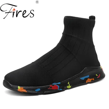 

Fires Men Running Shoes Solid Color Black Sport Shoes High Top Soft Outdoor Walking Sneakers Man's Comfortable Jogging Shoes