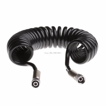 

3M 4 x 6mm Flexible PU Recoil Hose Spring Tube Black For Compressor Air Tool -B119