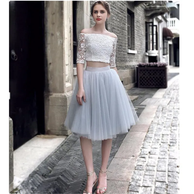 gray tulle skirt outfit