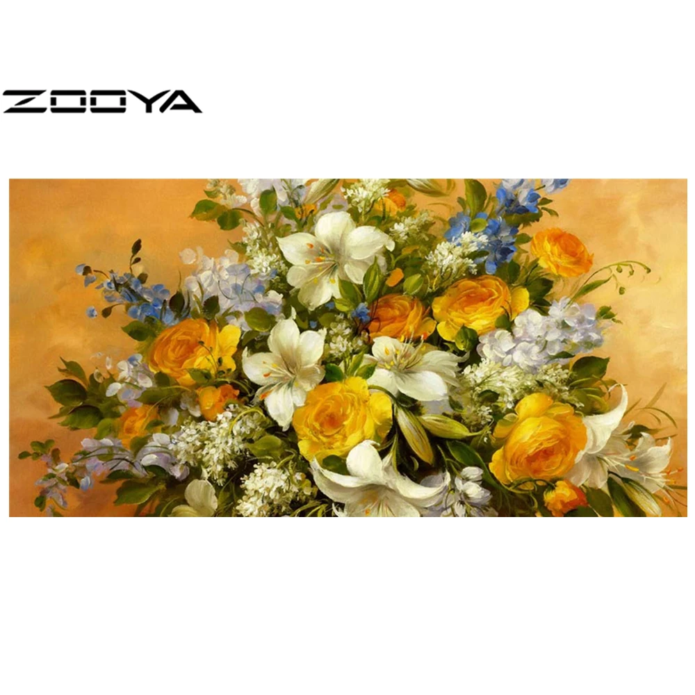 

ZOOYA DIY 5D Diamond Painting Embroidery Resin Craft Rhinestones Cross Stitch Knitting Needles Rose Lily Floral Wall Decor AT314