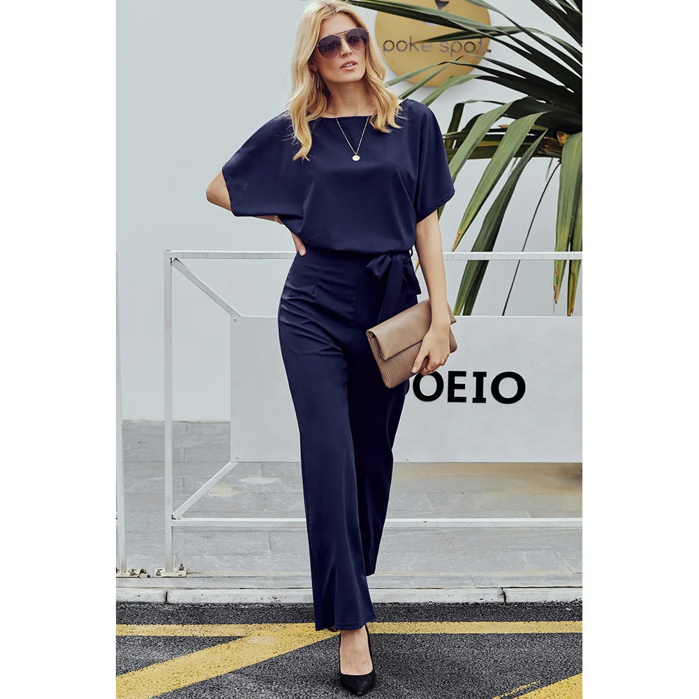 

2019 Woman Oh So Glam Belted Wide Leg Jumpsuit The Loose Fit Top Enhances You a Skinny Look