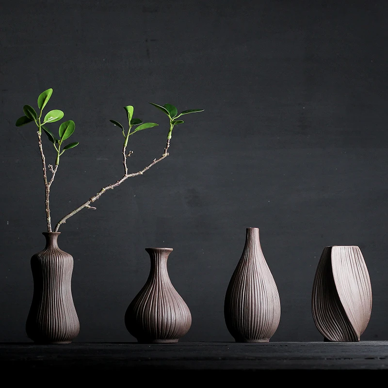 

Creative Stoneware Vase Zen Chinese Vase Retro Flower Inserted Dry Flower Floral Pottery Ornaments Small Porcelain Vase 11
