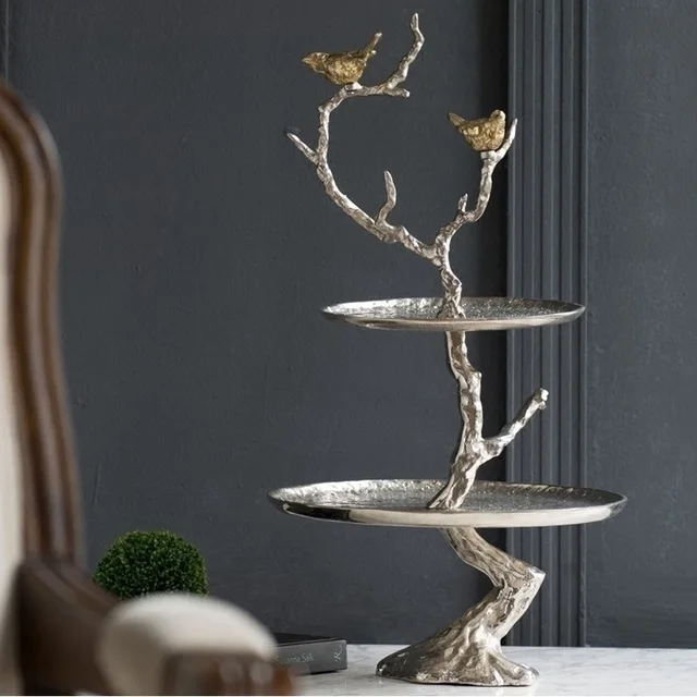 61cm Hight 2 Tier India Made Aluminum Serving Tray / Bird Stand Tree