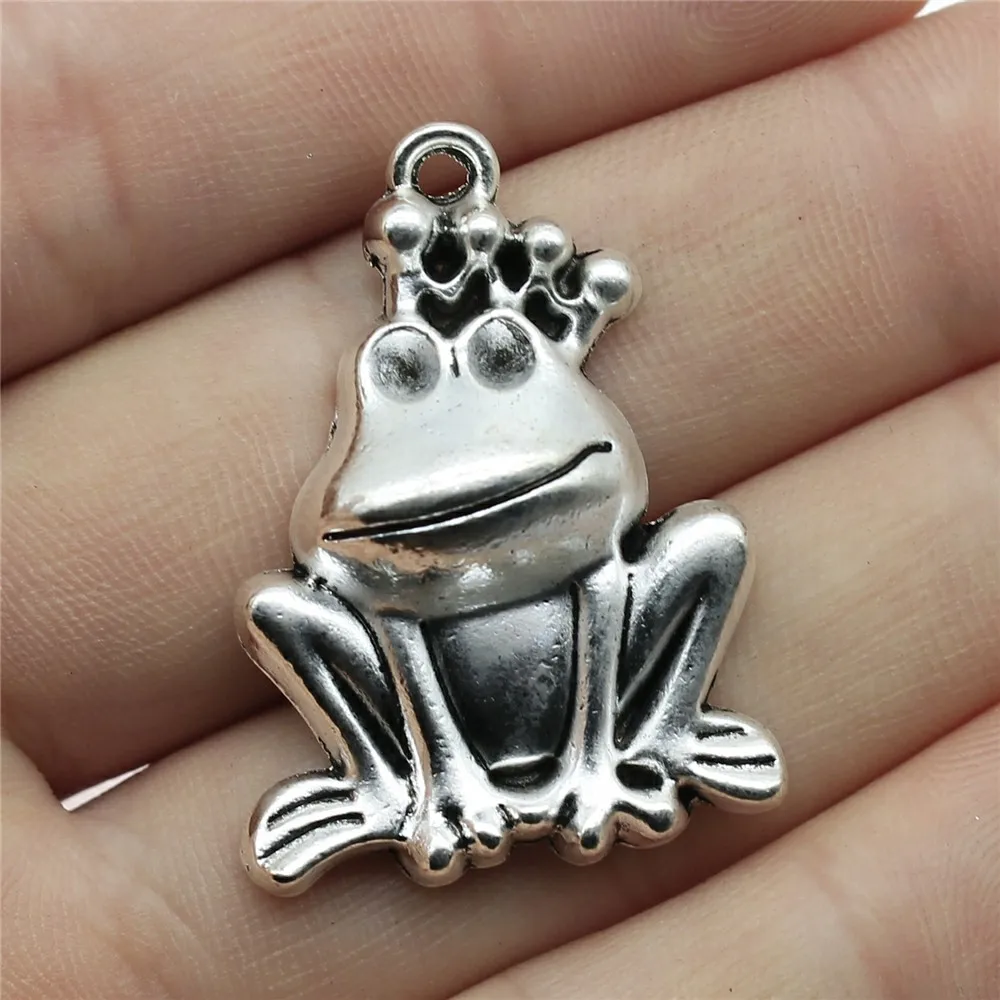 WYSIWYG 2pcs 34x25mm Prince Frog Charm Pendants For Jewelry Making