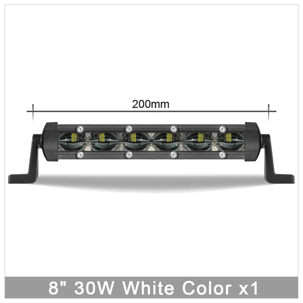 6D 8 дюймов 30 Вт 60 Вт Тонкий Мини светодиодный светильник бар однорядные Barra светильник s для 4X4 внедорожных Грузовиков Лодка Авто дневные ходовые огни, противотуманная фара 12V 24V янтарная - Цвет: 30W White x1