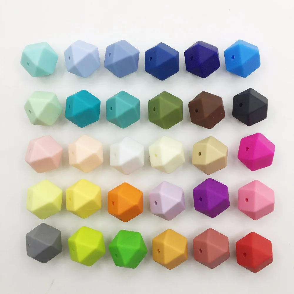 

BPA FREE Large Hexagon Silicone Beads for Teething Necklace Silicone Chewed Beads For Baby Teether BPA Safe Loose Beads