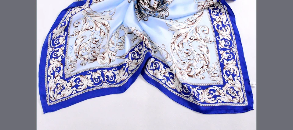 [BYSIFA] сине-белый шелковый шарф, Женская шаль, китайский стиль, классические цветы, шелк, саржа, квадратные шарфы, шарфы для весны и осени
