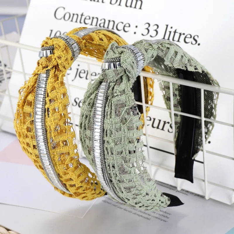 

Fashion Lace Hair Accessories for Women Knotted Headbands Wide Bow Top Knot Hairband Designer Kpop 2019 Lace Hair Accessories