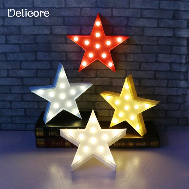 

DELICORE Letters Light Star Shape LED Plastic Marquee Light Battery Operated LED Marquee Sign for Home Christmas Decorative