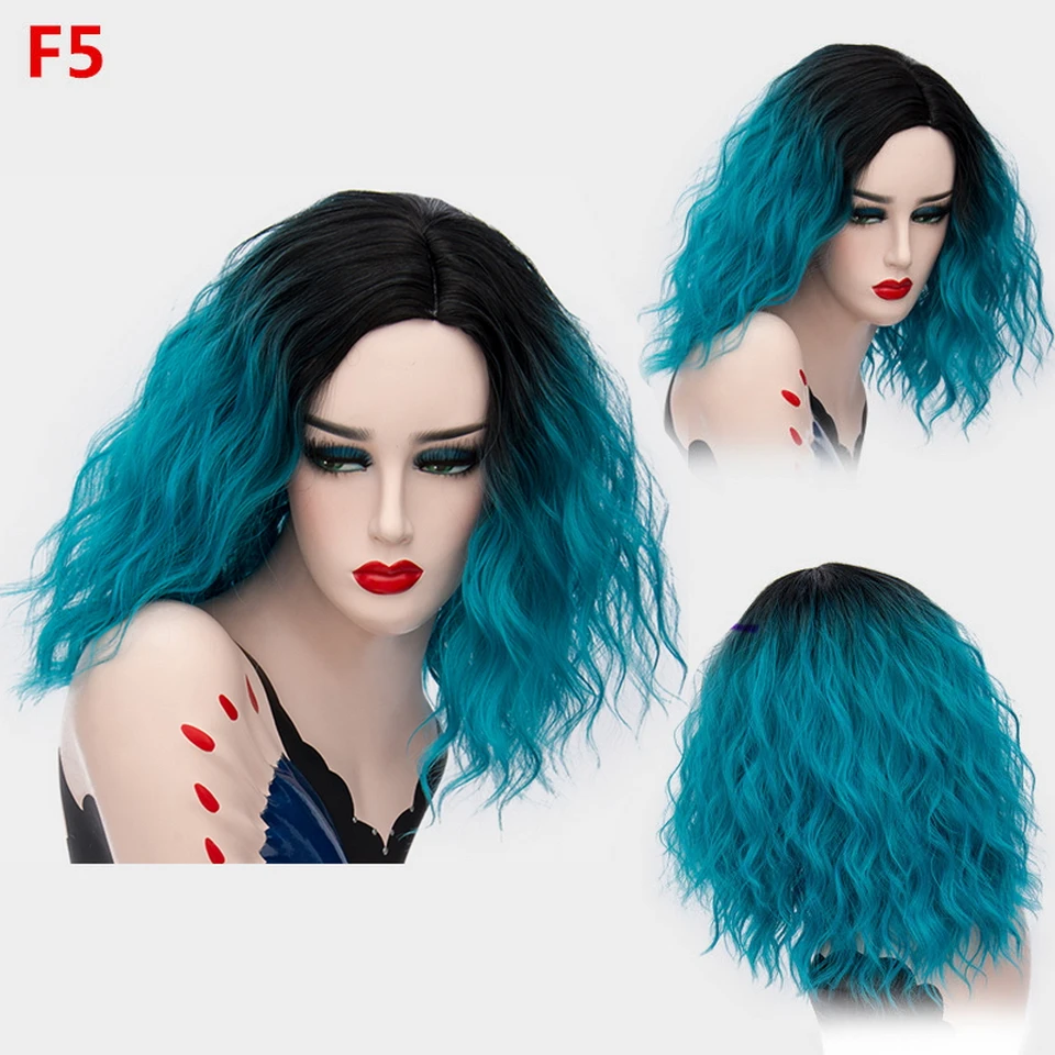Yiyaobess 14 дюймов два тона синтетический короткий кудрявый парик косплей фиолетовый розовый синий серый оранжевый зеленый Омбре волосы парики для женщин