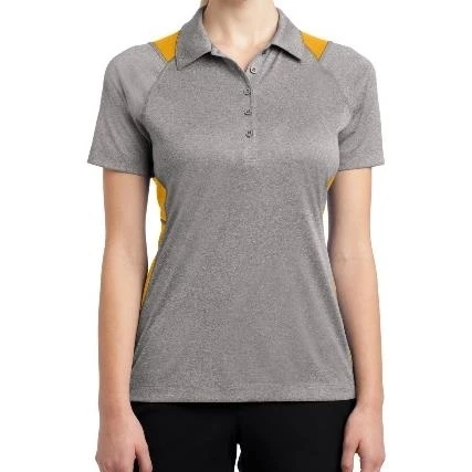 Sport-Tek LST665 Ladies Heather Colorblock Contender Polo T-Shirt Vintage Heather & Gold - Extra Large (1)