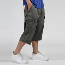 Летние мужские свободного покроя с большим количеством карманов карго х/б мужские шорты свободные короткие мужские рабочие шорты до середины икры мужские брюки плюс размер 6XL