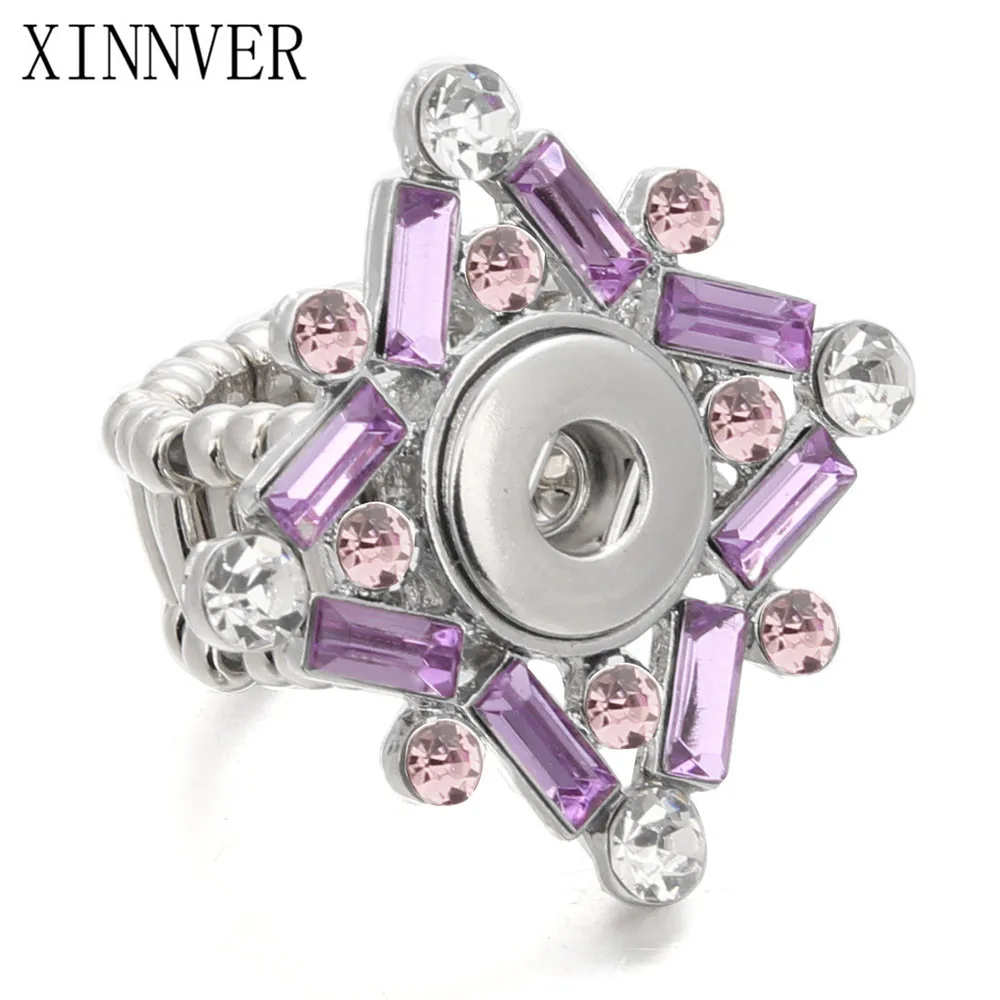 

2017 New Snap Button Rings Fashion Elastic Rope Style Snap Ring Flower Crystal Ring Snap Jewelry Fit 12mm Snap Button For Women