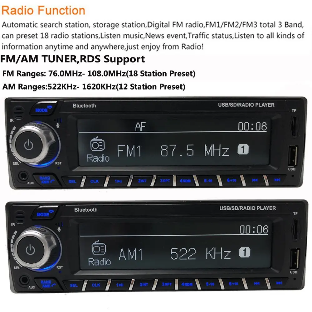 12 В Bluetooth Авторадио DAB+ приемник 1 Din автомагнитола стерео Поддержка AM FM RDS USB SD с DAB антенной