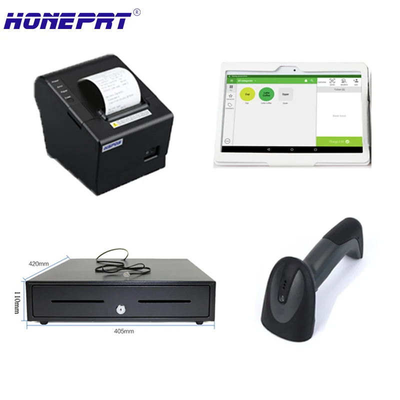 أنظمة POS ل متجر يبيع مع درج للنقود و 10 بوصة الروبوت PC و 2 inchThermal طابعة و 1D ماسح الرمز الشريطي بتقنية bluetooth أنظمة POS ل متجر يبيع مع درج للنقود و 10 بوصة الروبوت PC و 2 inchThermal طابعة و 1D ماسح الرمز الشريطي بتقنية bluetooth