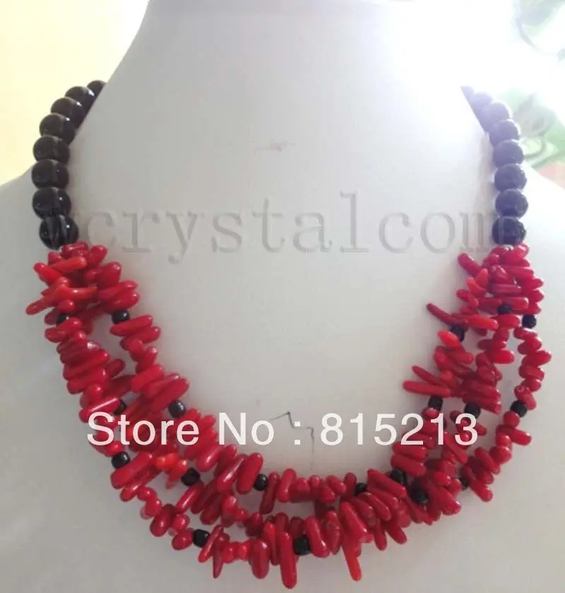

ddh0068 black onyx 10mm red coral necklace 28% Discount