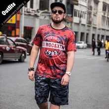 Негабаритных Для мужчин одежда футболка+ короткие быстросохнущая дышащая футболка Шорты для женщин костюм для Для мужчин Повседневное Наборы мужские костюмы полиэстер