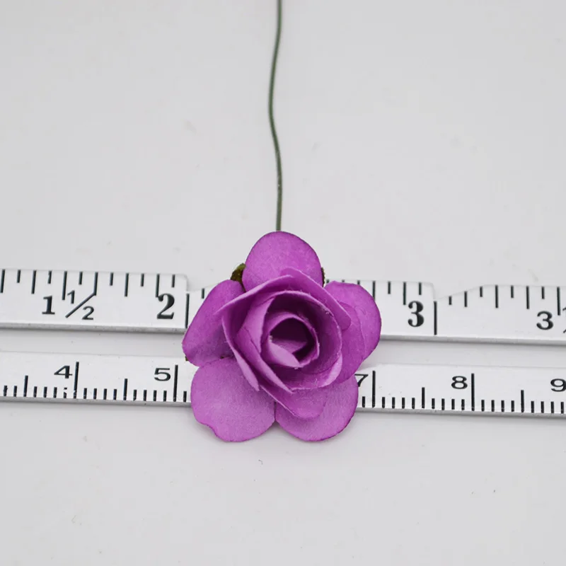 36/144pcs 1cm Cheap Artificial Paper Flowers for Wedding car fake Roses Decoration Candy box DIY Wreath Gift Scrapbooking Craft images - 6