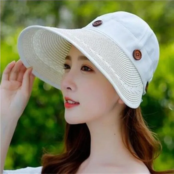 Повседневная джинсовая шляпа летняя Защитная шляпа с защитой от ультрафиолета женская уличная шапка монохромная шляпа с широкими полями - Цвет: 01
