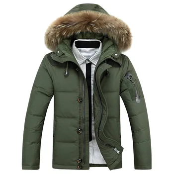 

Drop shipping 2018 Men Padded Parka Duck Down Jacket Mens Fashion Winter Coat Thick Parkas With Fur Collar XP70