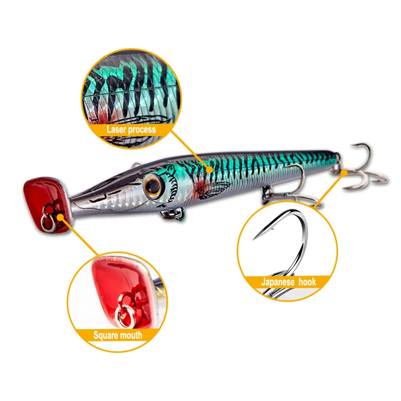 Amlucas Новый Поппер Fishign приманка 150 мм 20g длинный Литой приманки карандаши