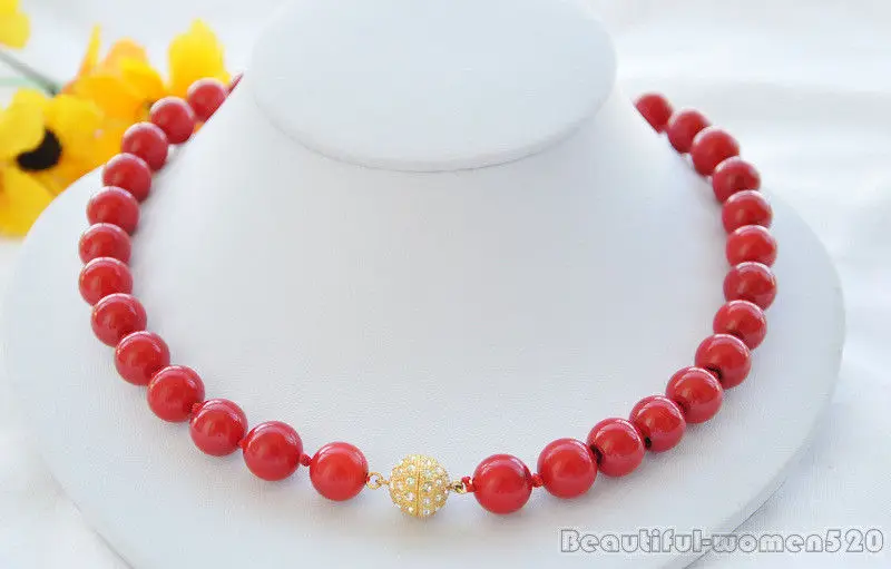 

Z5485 AAA 18" 12mm red round coral bead NECKLACE