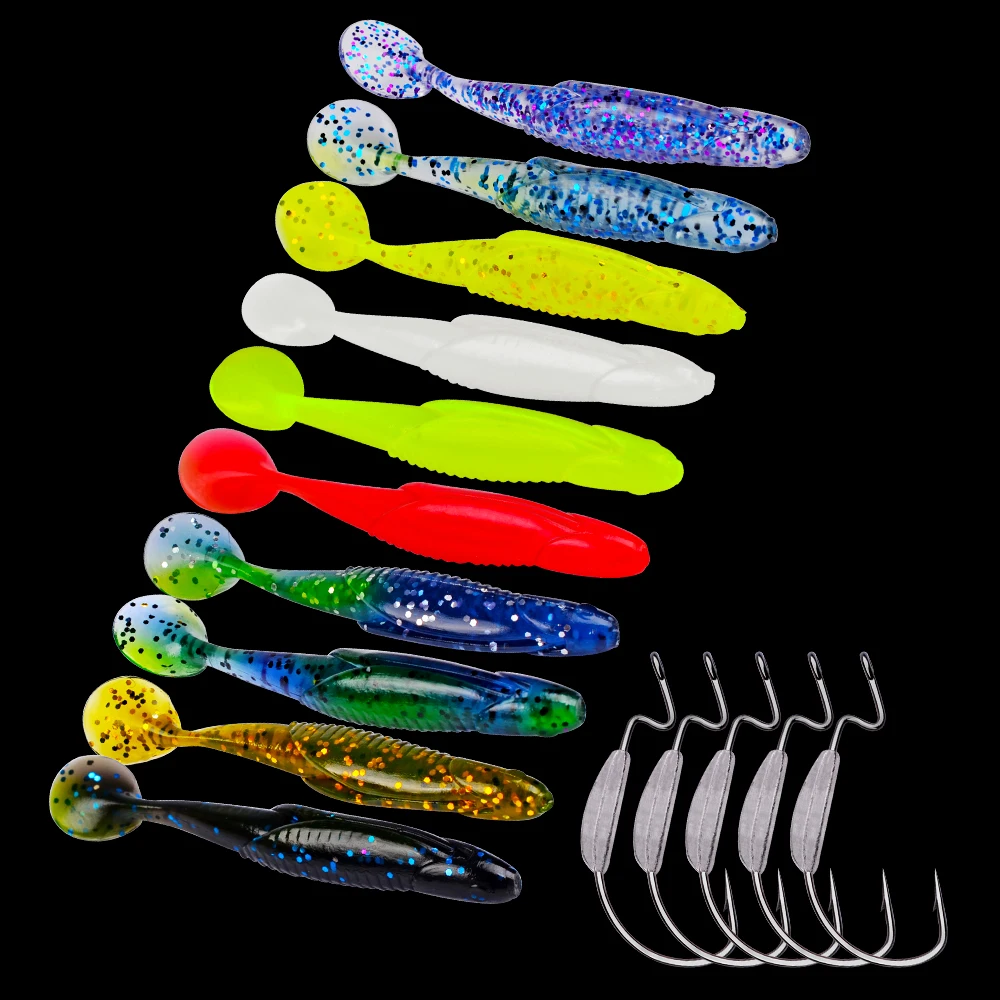20pcs/Lot Handmade Soft Lure Fishing Bait 10 colors Fishing Tackle 20pcs 0.226oz/3.9" Fishing