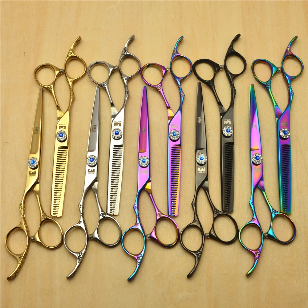 

Left Hand 6.0'' Japan Kasho 440C Professional Human Hair Scissors Hairdressing Scissors Cutting Shears Thinning Scissors H8002