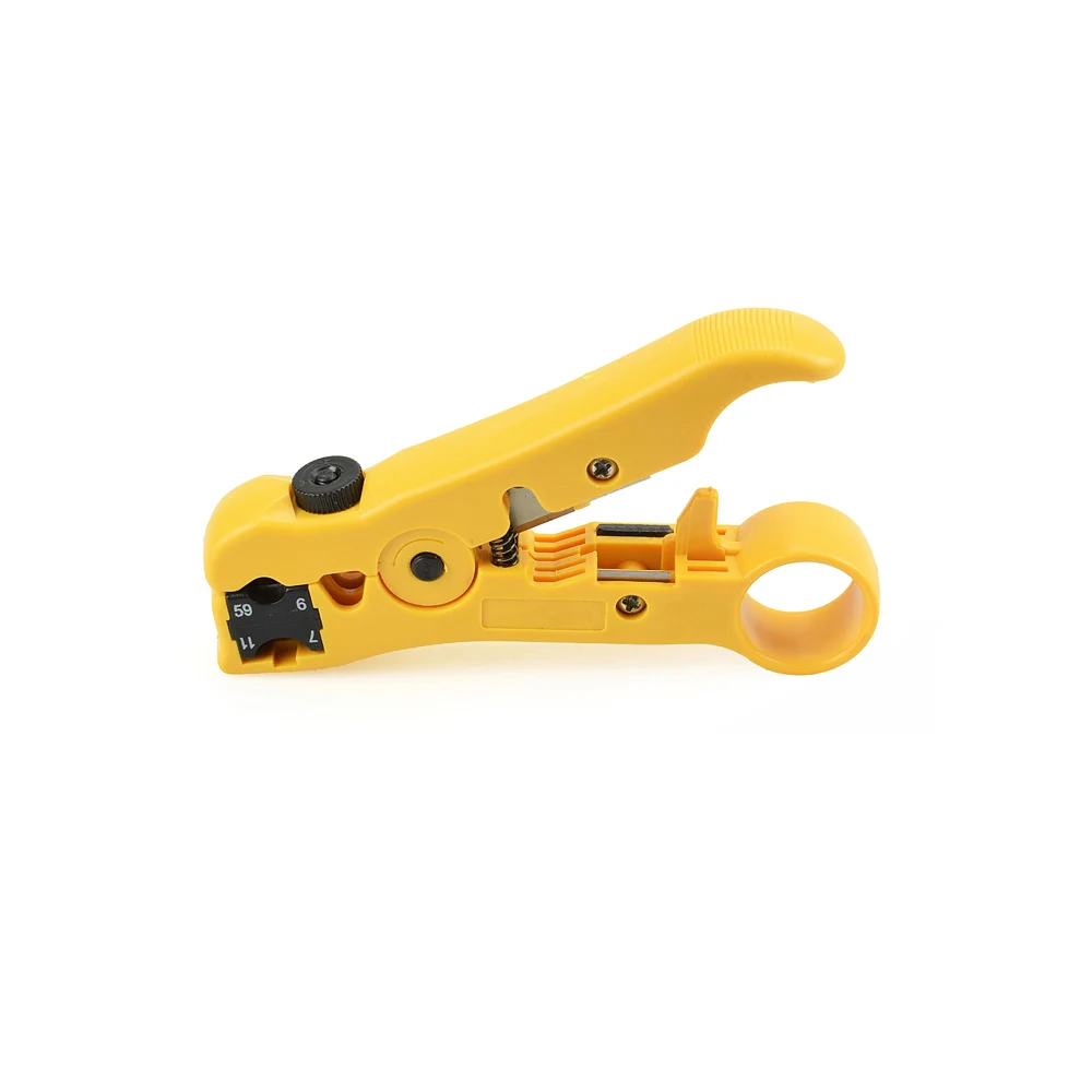 NEWACALOX автоматический инструмент для зачистки проводов для UTP/STP RG59 RG6 RG7 RG11 Многофункциональный резак Striper - Цвет: Yellow Wire Stripper